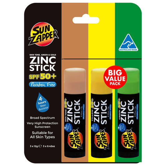 Zinc Stick Triple Pack Skin Tone, Green & Yellow SPF 50+