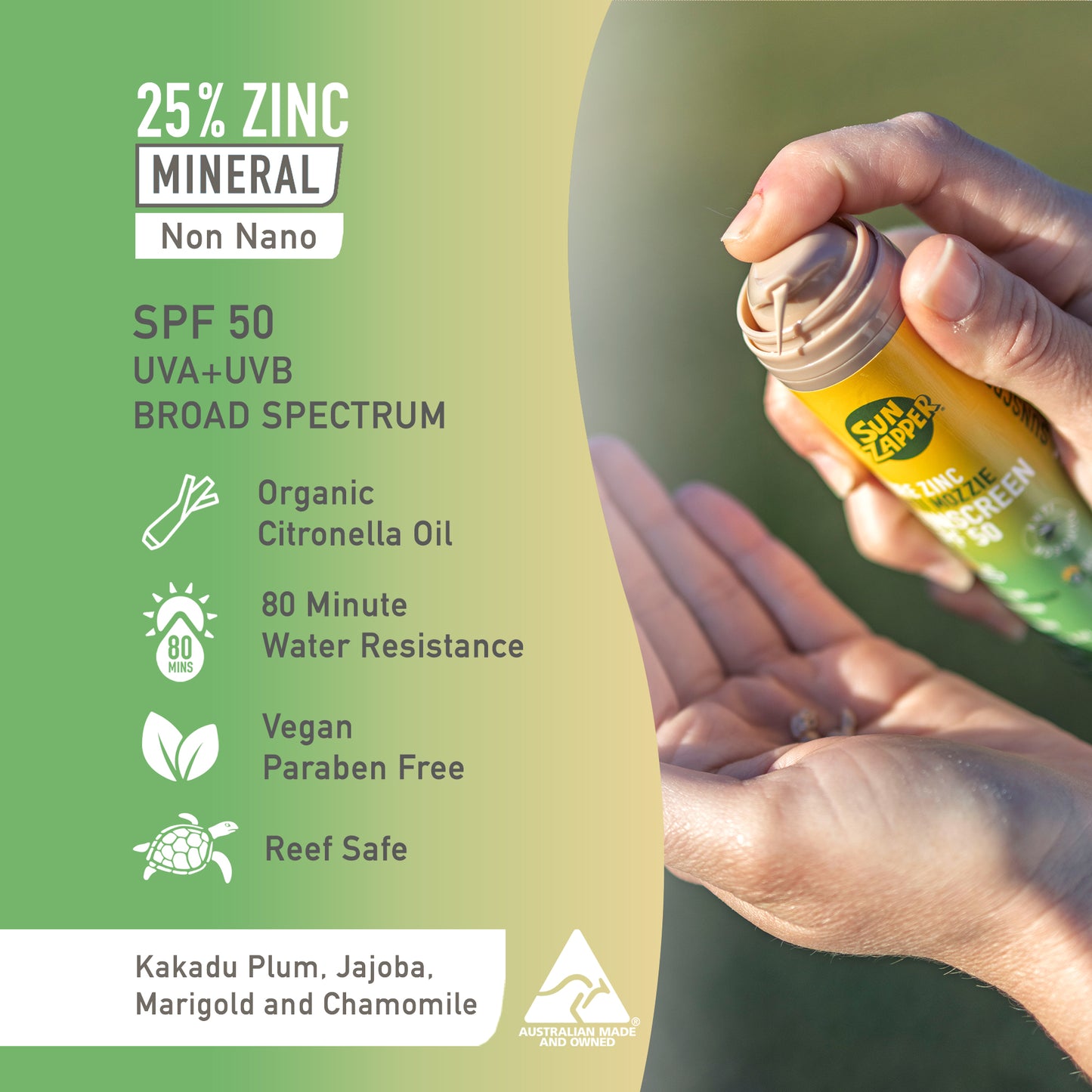 Mosquito Repellent Sun Cream SPF 50+ – Tinted Natural Zinc Sunscreen with Citronella